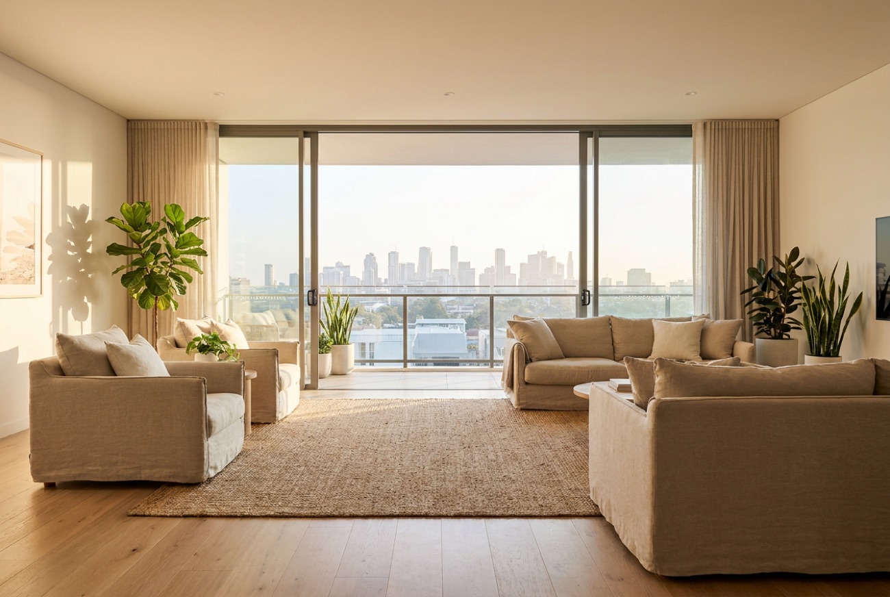 Helle moderne Wohnung mit Balkon und Ausblick